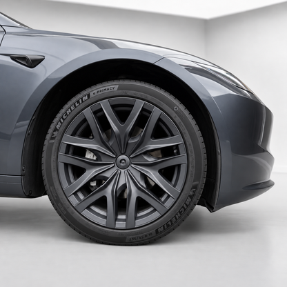 18-Inch Spider-Style Gray & Black Two-Tone Wheel Covers for Tesla Model 3 Highland 2023.10+