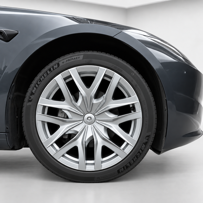 18-Inch Spider-Style Gray & Black Two-Tone Wheel Covers for Tesla Model 3 Highland 2023.10+
